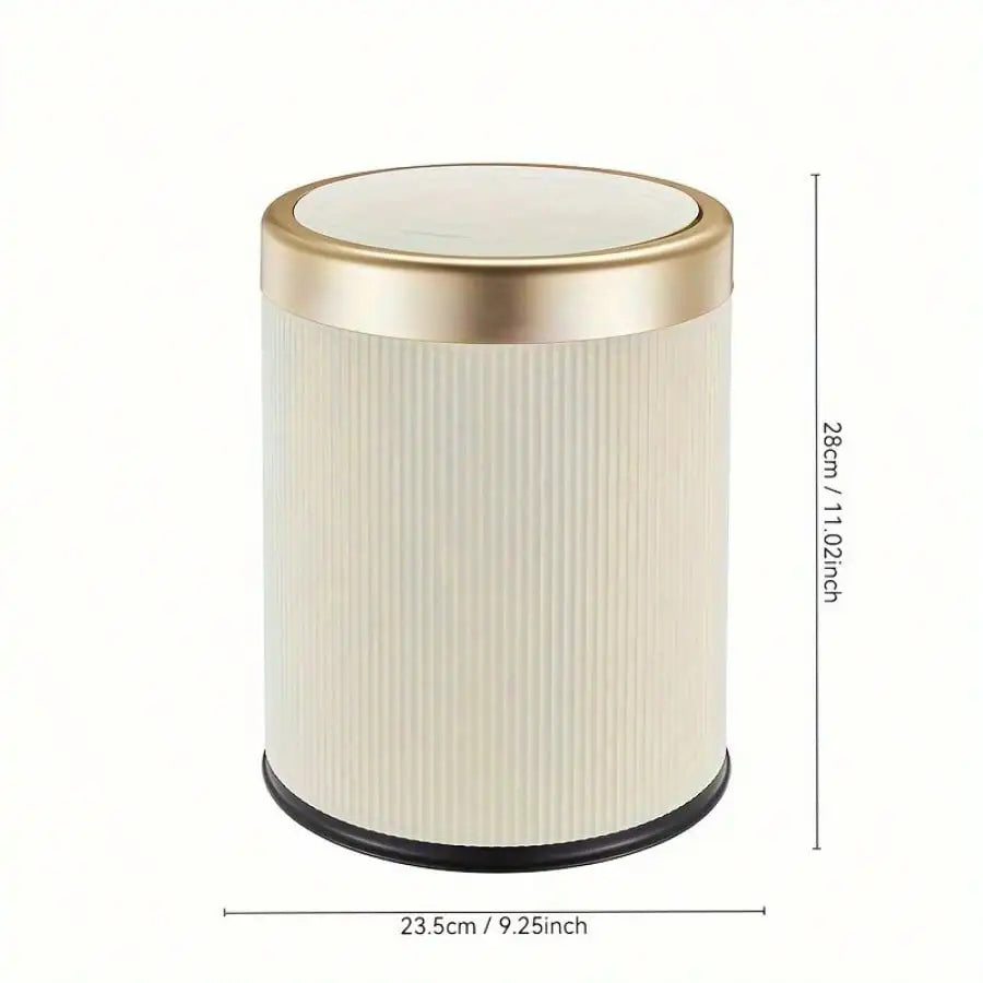 Fashionable Circular Wastebasket Durable Plastic Recycle Bin Large Capacity Double Double-layer Kitchen Garbage Cube Trash Can Oasis Select Milky white 12L