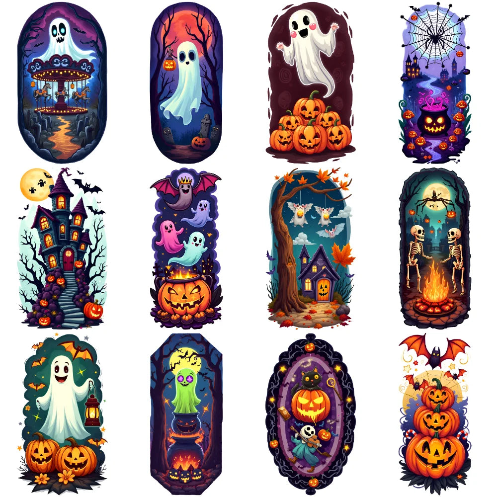 12-Pack Halloween Temporary Tattoos – Ghost, Moon & Pumpkin