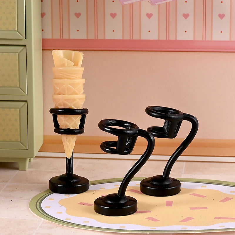 Dollhouse Miniature Ice Cream Stand Ice Cream Cone Holder Model Decor Toy Doll House Accessories Oasis Select
