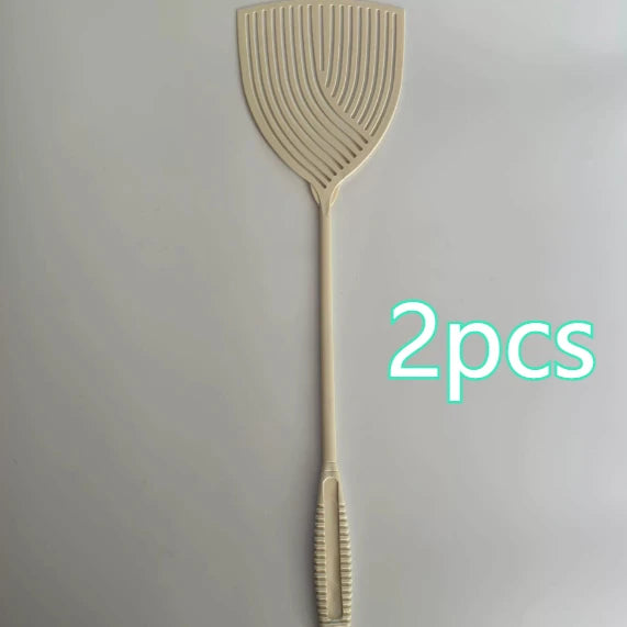 2pcs Striped Plastic Fly Swatter, Long Handle, Sturdy & Durable, Indoor Outdoor Household Pest Tool Oasis Select white2pcs