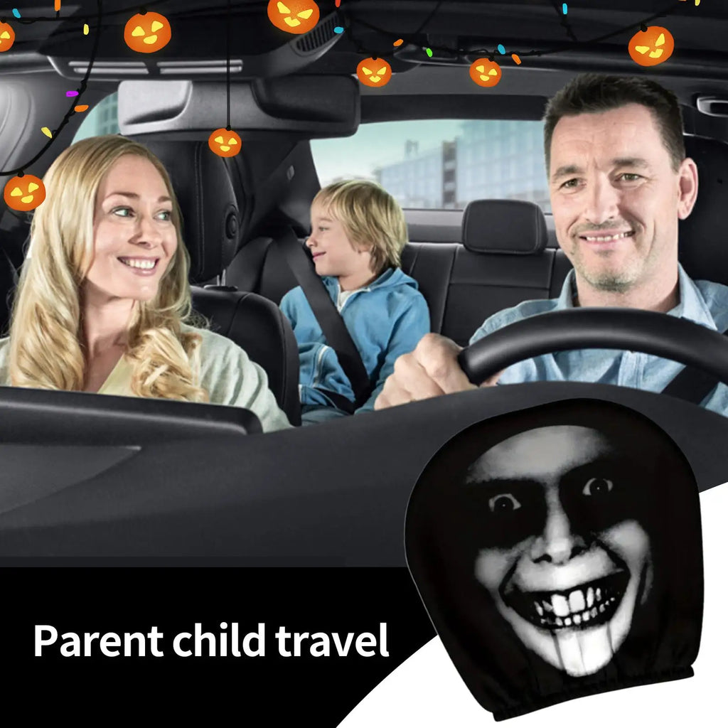 Car Head Rest Covers Set Halloween Car Seat Head Rest Protector Funny Vehicle Accessories for School Bus Pickups Sedan Truck Van Oasis Select