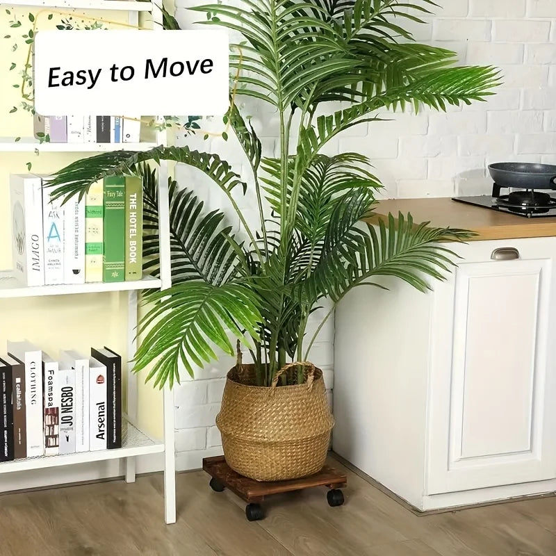 1PC Solid Wood Flower Pot Base with Universal Wheels, Movable Plant Pot Tray, High-Quality Multi-Functional Flower Pot Stand Oasis Select