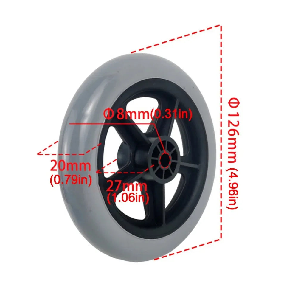 5 Inch Wheelchair Front Castor Durable Anti Slip Shopping Cart Wheels Replacement Solid Tire Wheel Travelling Trolley Caster Oasis Select 04