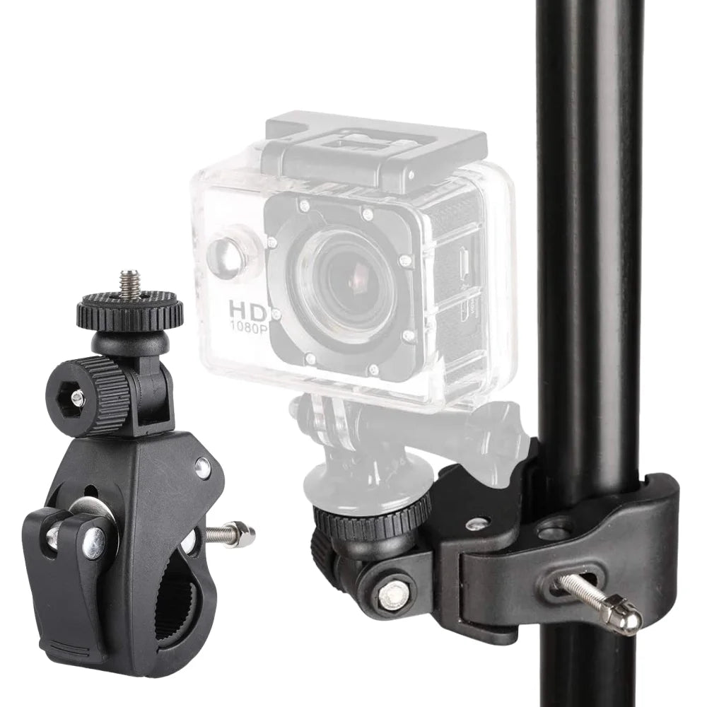 360° Bike Handlebar Camera Mount – Universal 1/4" Tripod Clamp