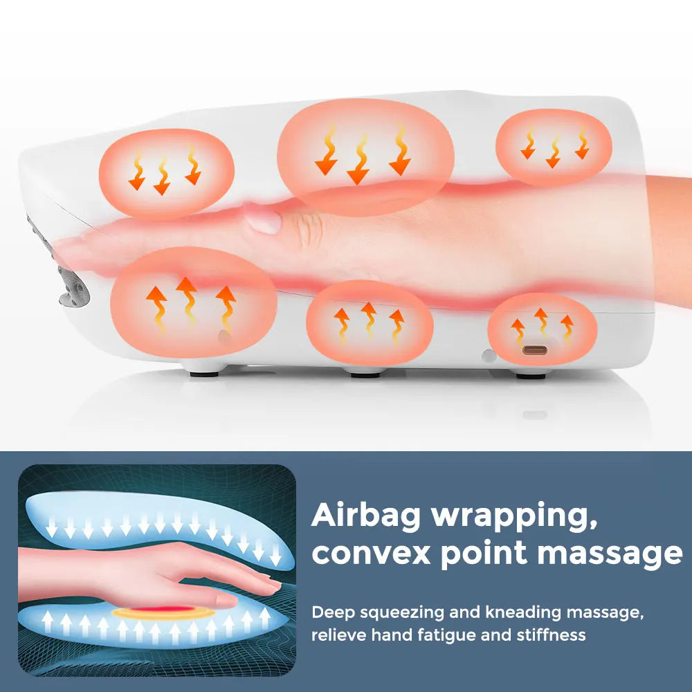Electric Airbag Hand Massager – 3 Modes, Heat & Kneading