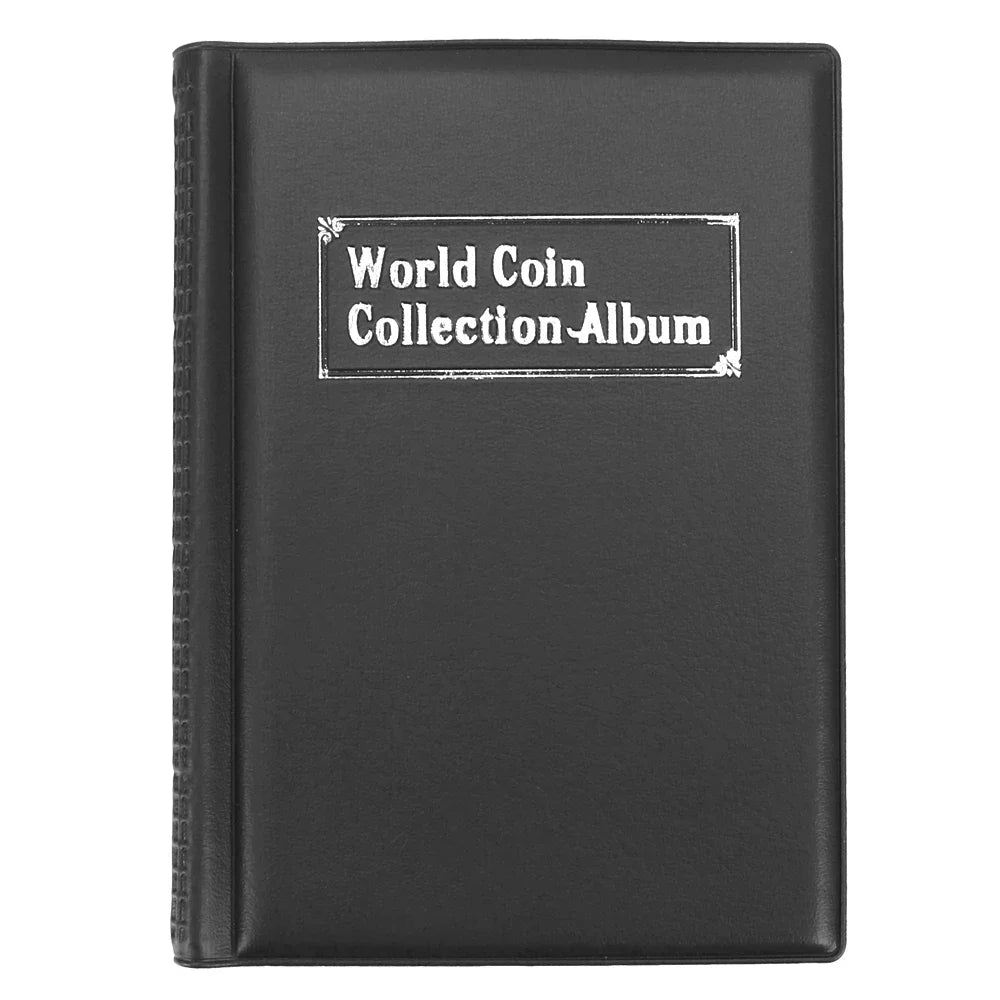 HWZXYXGS 120/60 Pockets Artificial PU Leather Coins Collection Album Book Collecting Money Organizer Storage Bags PVC Film Oasis Select Black