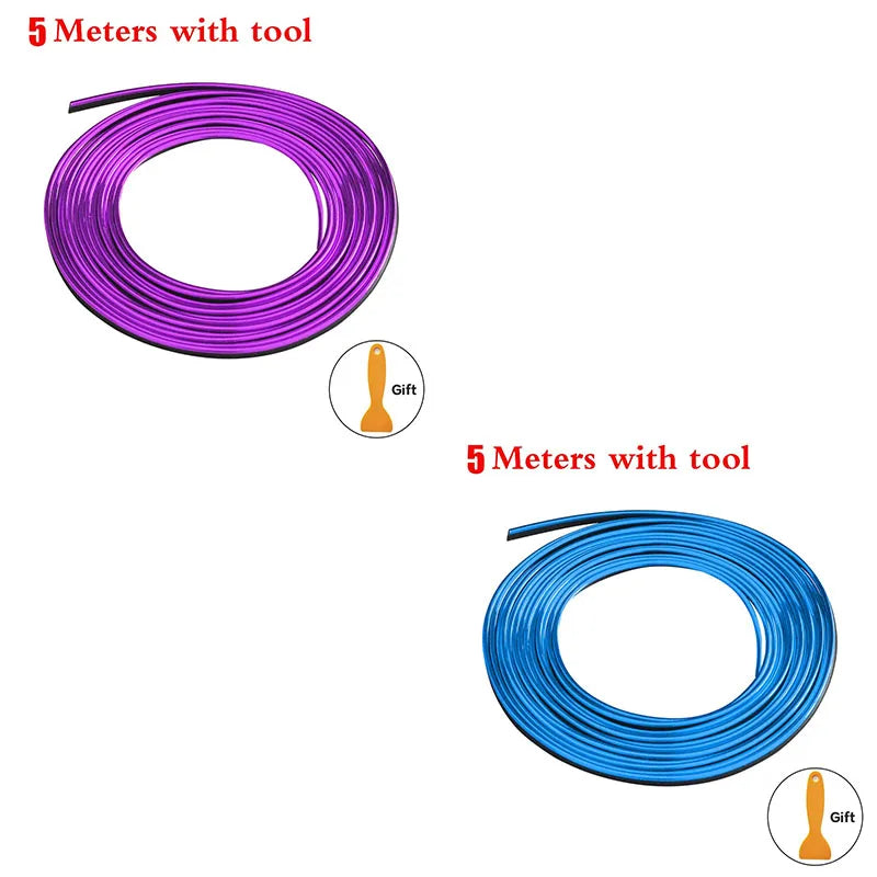 1/2pcs Universal Car Moulding Decoration Flexible Strips 5M Interior Auto Mouldings Car Cover Trim Dashboard Door Car-styling Oasis Select 2pcs-mix 2