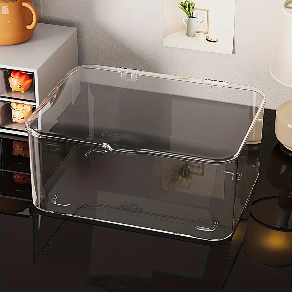 Flip Top Storage Box,Large Capacity Transparent Organizer for Medicine Cosmetics Jewelry,Desktop Dustproof Container Storage Box Oasis Select