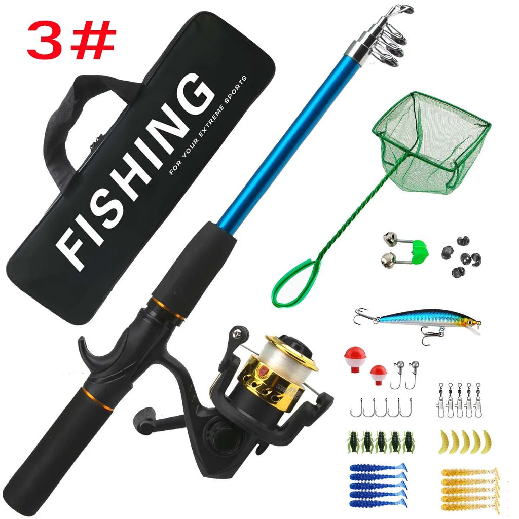 Fishing rod full routine, sub rod set, long-range sea fishing, gun handle, rod wheel, soft bait, fishing hook, line fishing gear Oasis Select Blue wheel set
