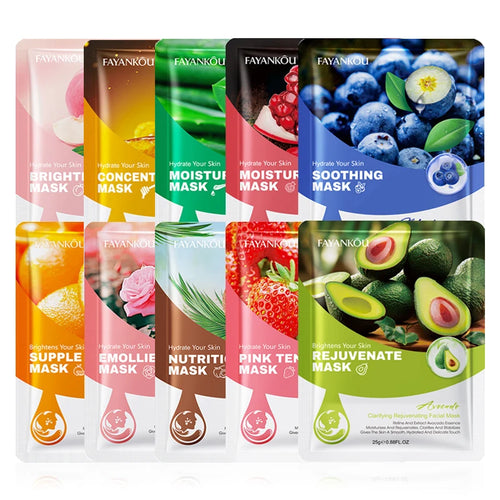 10-Pack Fruit Facial Sheet Masks – Hydrating & Brightening Fruit Sheet Mask Oasis Select Each 1pcs