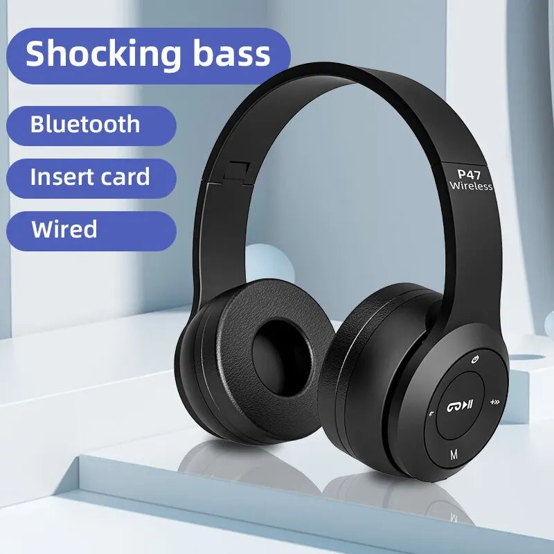 P47 Wireless Headphones Bluetooth 5.0 Earphones Foldable HIFI Stereo Bass for Music Gaming Kid Girl Earphone for Smartphone Oasis Select