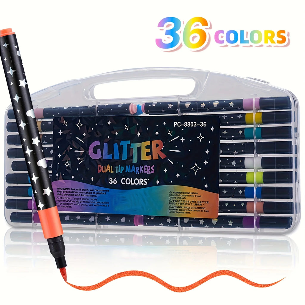 48/36/24/12 color glitter pen, water-based glitter pen, suitable for graffiti writing, professional office art supplies Oasis Select 36 colors