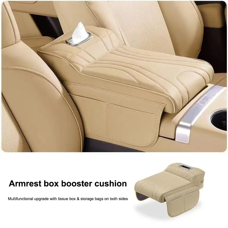 Enhanced Car Armrest Cushion with Tissue Box: Thicker Side Extension Pad for Console Oasis Select A3