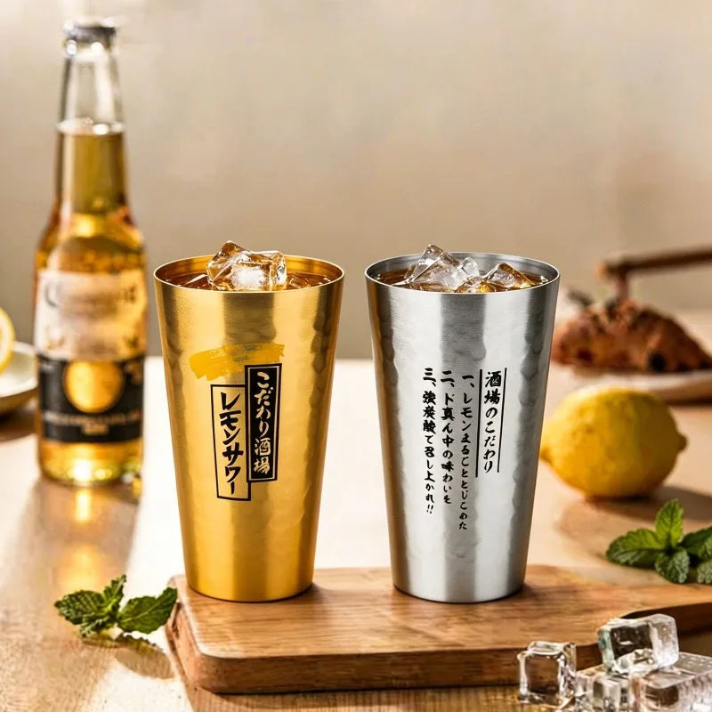 2Pcs Premium Hammered Aluminum Beer Cups, Food Grade Unbreakable Reusable Stackable Cold Drink Mugs for Home Bar Party Daily Use Oasis Select
