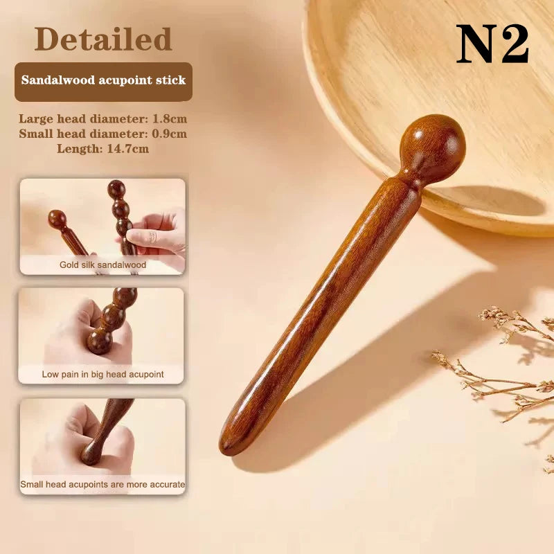 Wood Massage Stick Tool Natural Sandalwood Massager Acupoint Reflexology Tools For Full Body Relaxing Deep Tissue Foot Massage Oasis Select N2