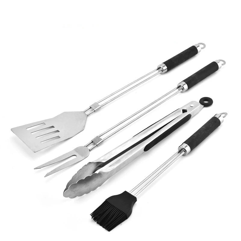 4pcs BBQ Tools Set Barbecue Stainless Steel BBQ Grill Barbecue Set Outdoor Camping Cooking Accessories Kit with Bag Oasis Select