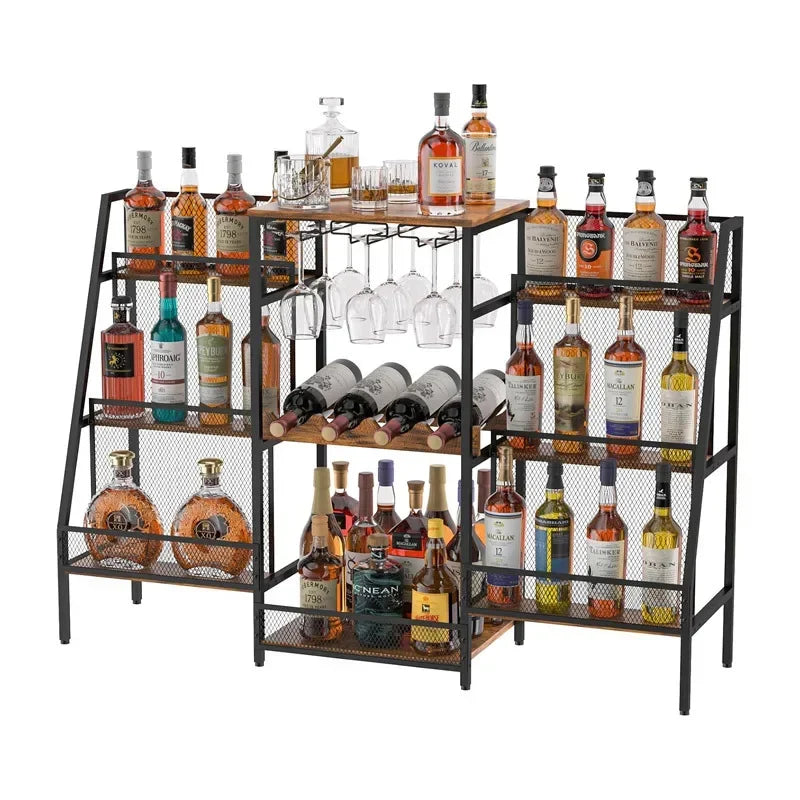 Household Goods Bilateral Floor Keystone Wine Rack Wine Cabinet Wine Display Rack Wine Cocktail Rack Bar Home Storage Oasis Select