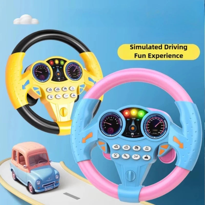 Kids Steering Wheel Toy - Backseat Pretend Play with Lights & Music - Fun Preschool Driving Simulator Gift for Toddlers Oasis Select