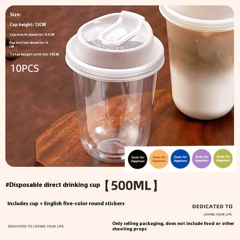 10pcs Transparent Coffee Cups With Lids U-shaped Disposable Cups For Hot Drink Milk Tea Takeaway Beverage Cups Oasis Select 6