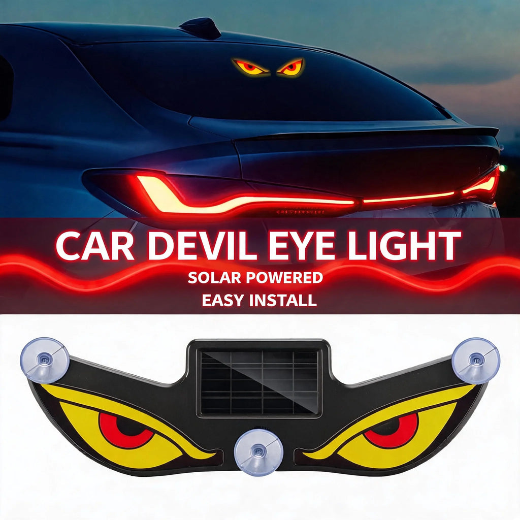 Solar Powered Neon LED Car Ambient Lamp Durable Wireless Cool Devil Eye Suction Cup USB Rechargeable Breathing Decoration Light Oasis Select