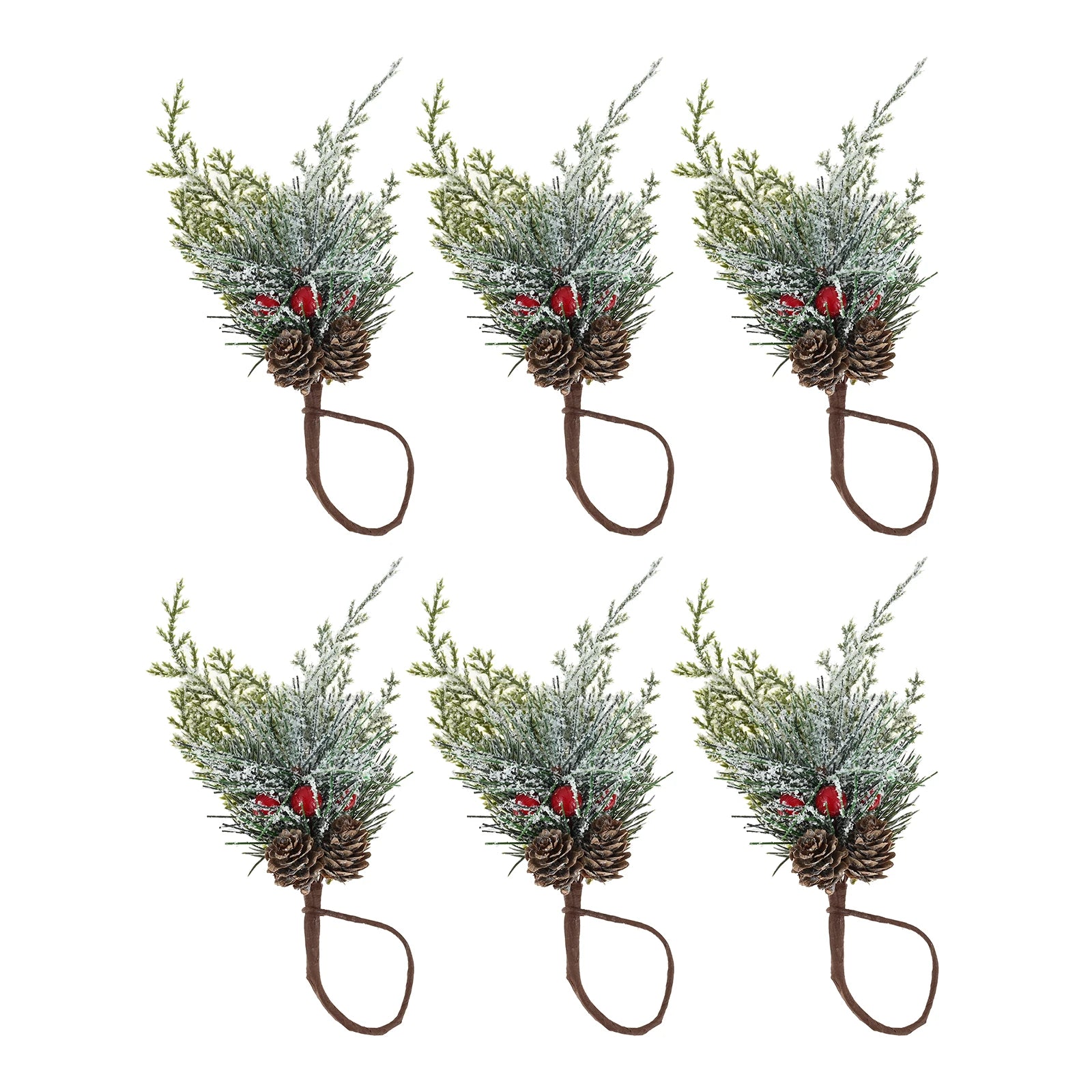 6Pcs Cedar Red Fruit Napkin Rings with Christmas Elements Designed for Most Napkins, Ideal Decoration for Christmas Parties Oasis Select