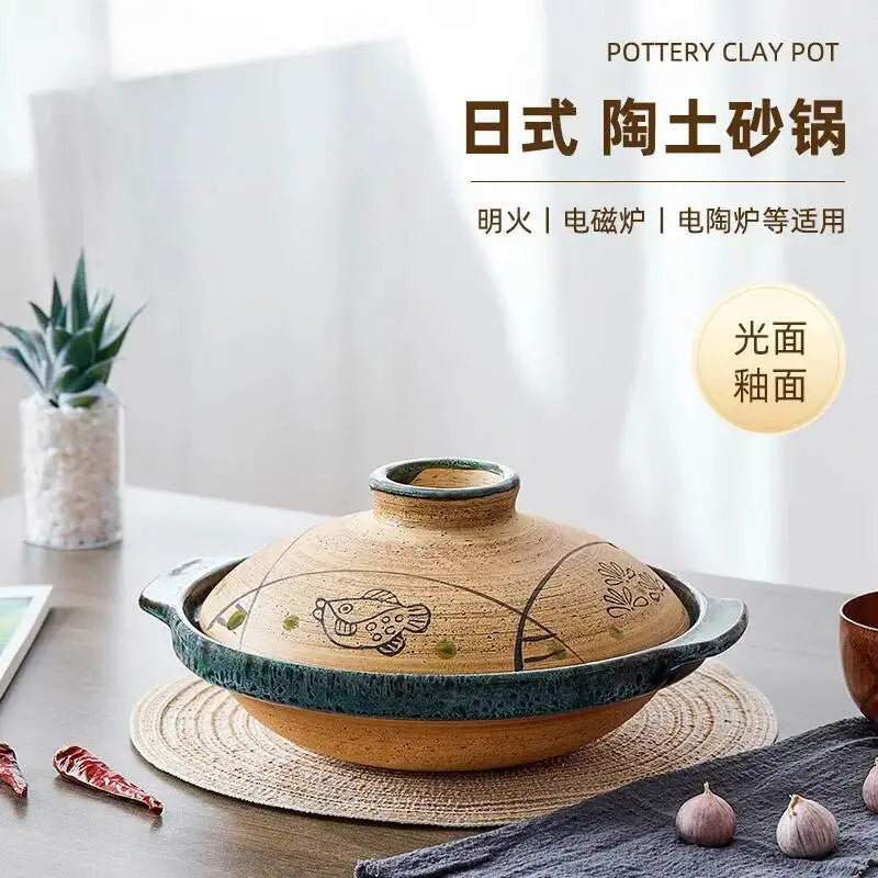 Japanese Clay Casserole Stew Pot Domestic Gas Casserole Soup Pot Open Fire Shallow Pot Ceramic Rice Cooking Pan For Gas Stove Oasis Select