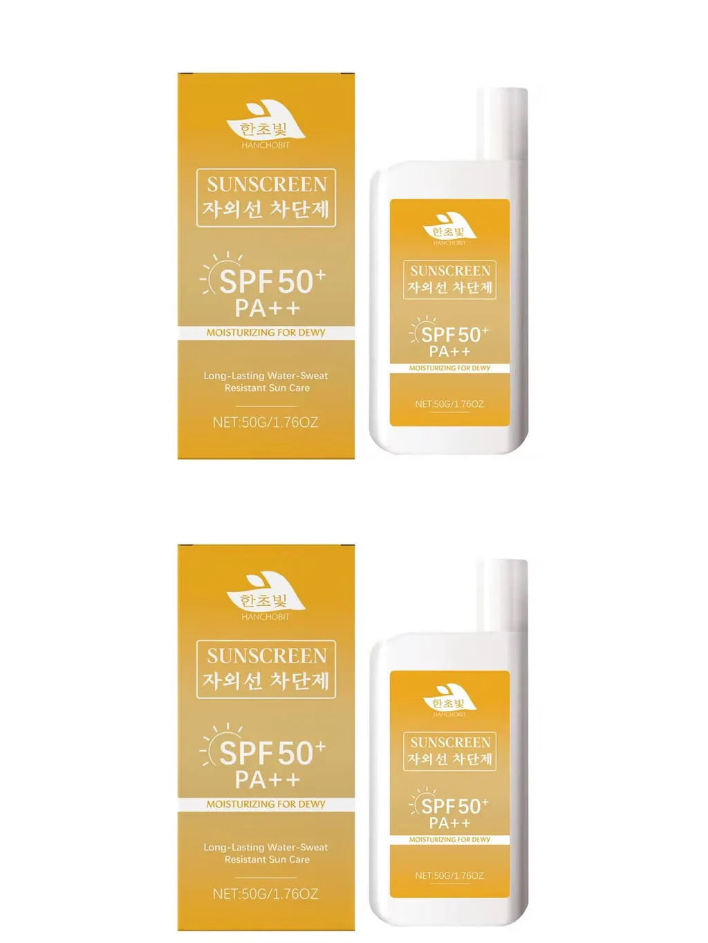 Lightweight Hydrating Sunscreen SPF 50++ Long Lasting UV Protection Fast Absorb No Sticky Oil Control Refreshing Sunblock Lotion Oasis Select 50g x2 boxed