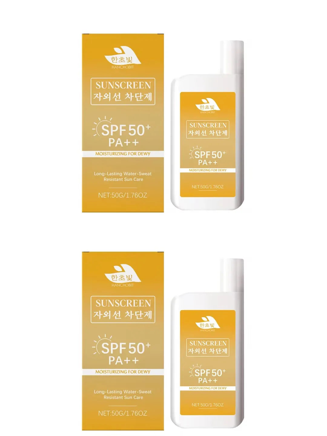 Lightweight Hydrating Sunscreen SPF 50++ Long Lasting UV Protection Fast Absorb No Sticky Oil Control Refreshing Sunblock Lotion Oasis Select 50g x2 boxed