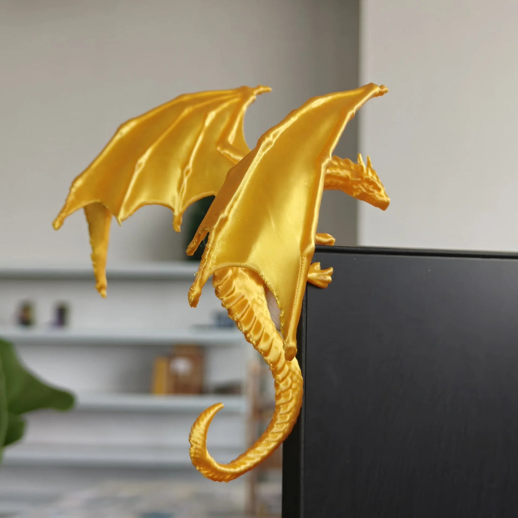 3D Printed Fantasy Climbing Dragon Figurine Dragon Monitor Desk Edge Ornaments Computer Screen Decor Sculpture Decorations Gifts Oasis Select