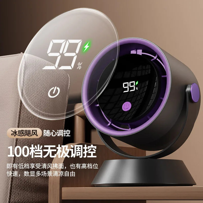 Digital Display Clip-On USB Desk Fan – Rechargeable Portable