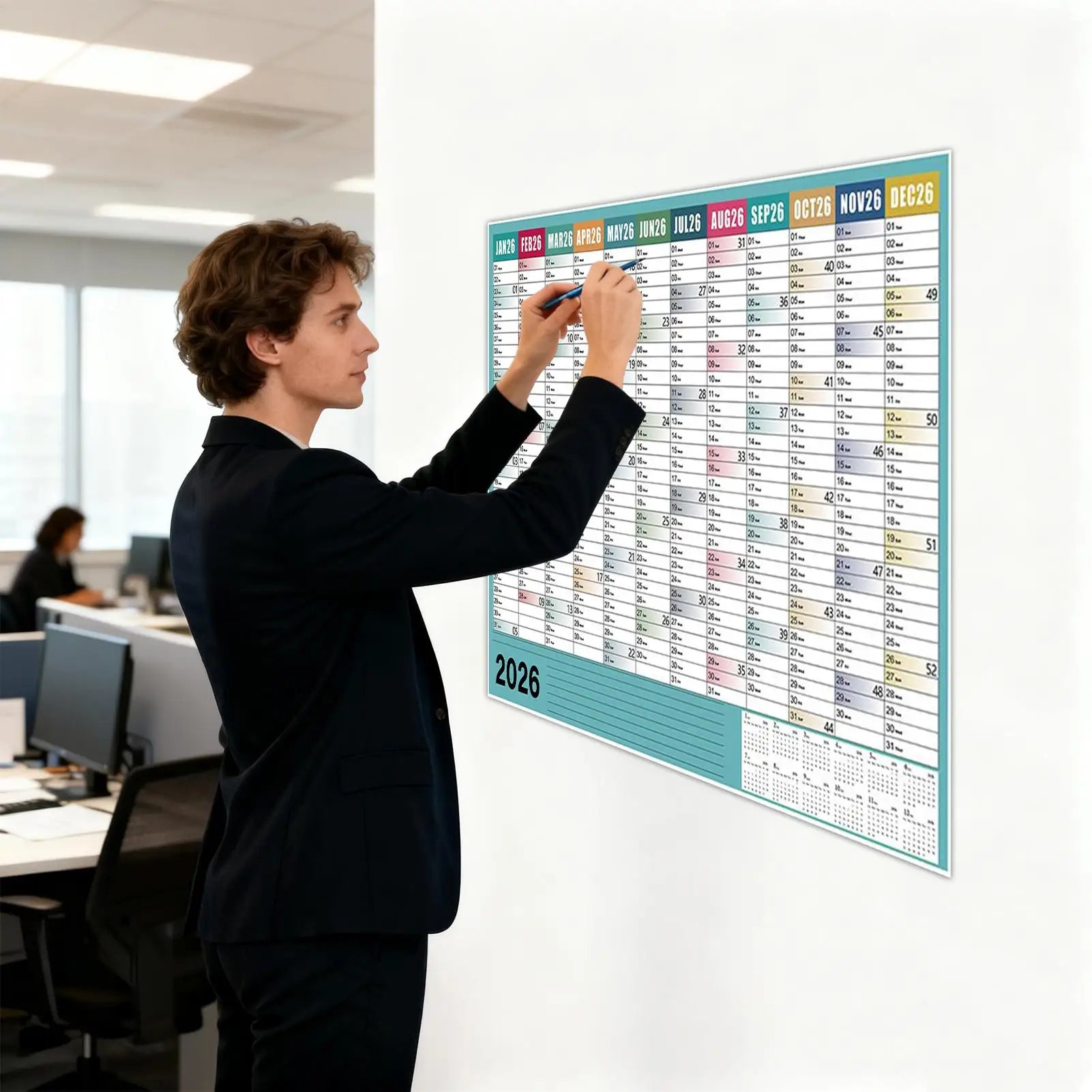 2026 Plan Calendar 29 X 20 Inch Large Notebook with Tip Labels And Sticker Wall Decor Planner for Mental Study School Task Home Oasis Select