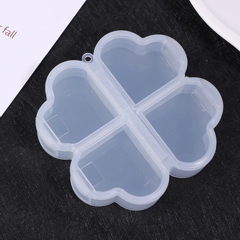 Four-Leaf Clover 4-Grid Portable Pill Organizer Box Pill Organizer Box Oasis Select White