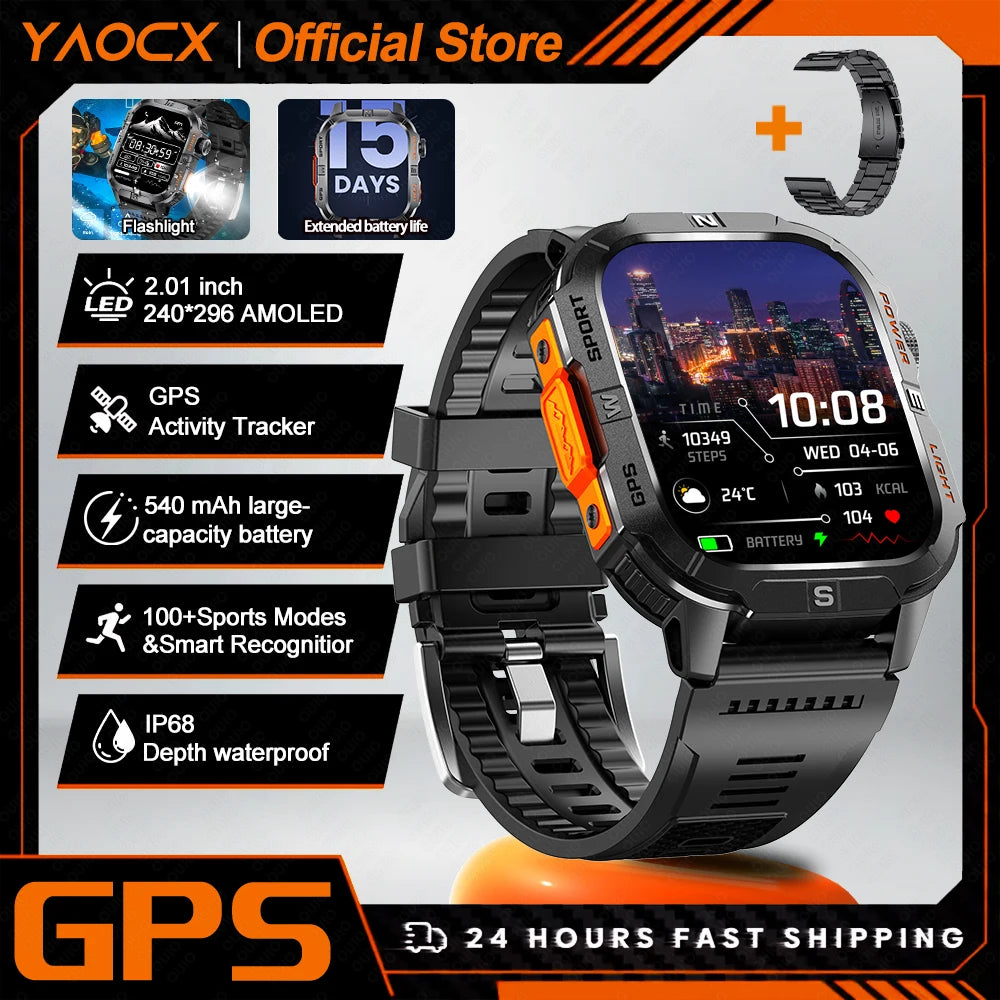 yaocx GTH3 Smart Watch 2.01" HD, BT Call, IP68, 100+ Sports