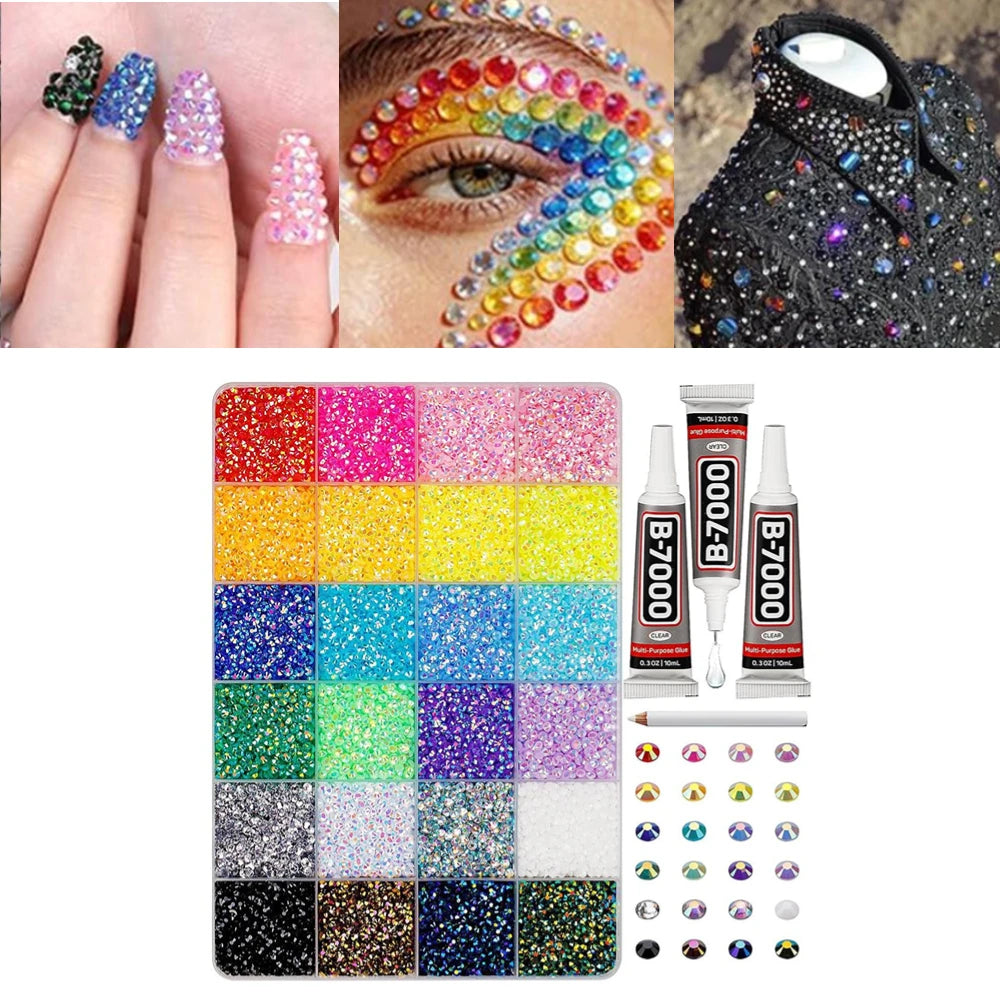 AB Rhinestone Kit 30,000pc – Flatback Gems for Nail Art & DIY