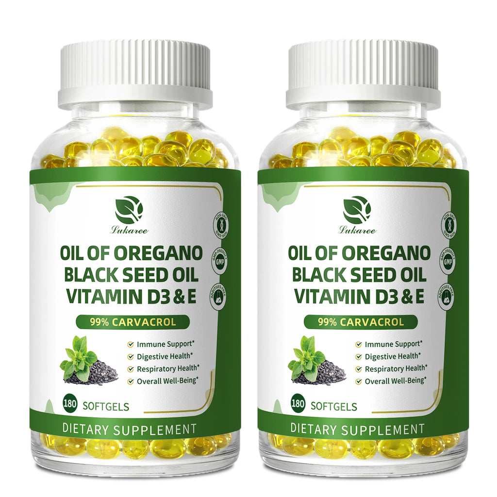 Lukaree Organic Oregano Oil Capsule with Black Seed Oil, Ultra-Concentrated 99%,for Immune, Respiratory,Digestive & Antioxidant Oasis Select