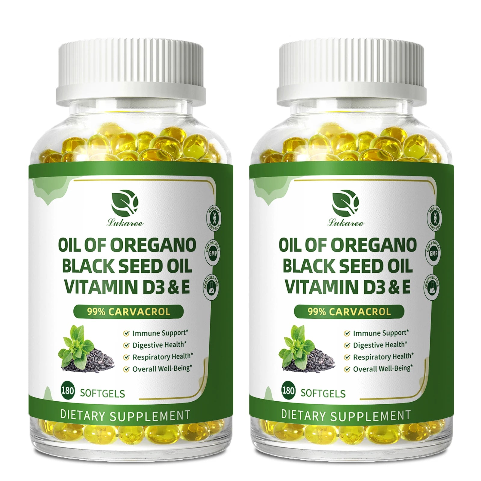 Lukaree Organic Oregano Oil Capsule with Black Seed Oil, Ultra-Concentrated 99%,for Immune, Respiratory,Digestive & Antioxidant Oasis Select