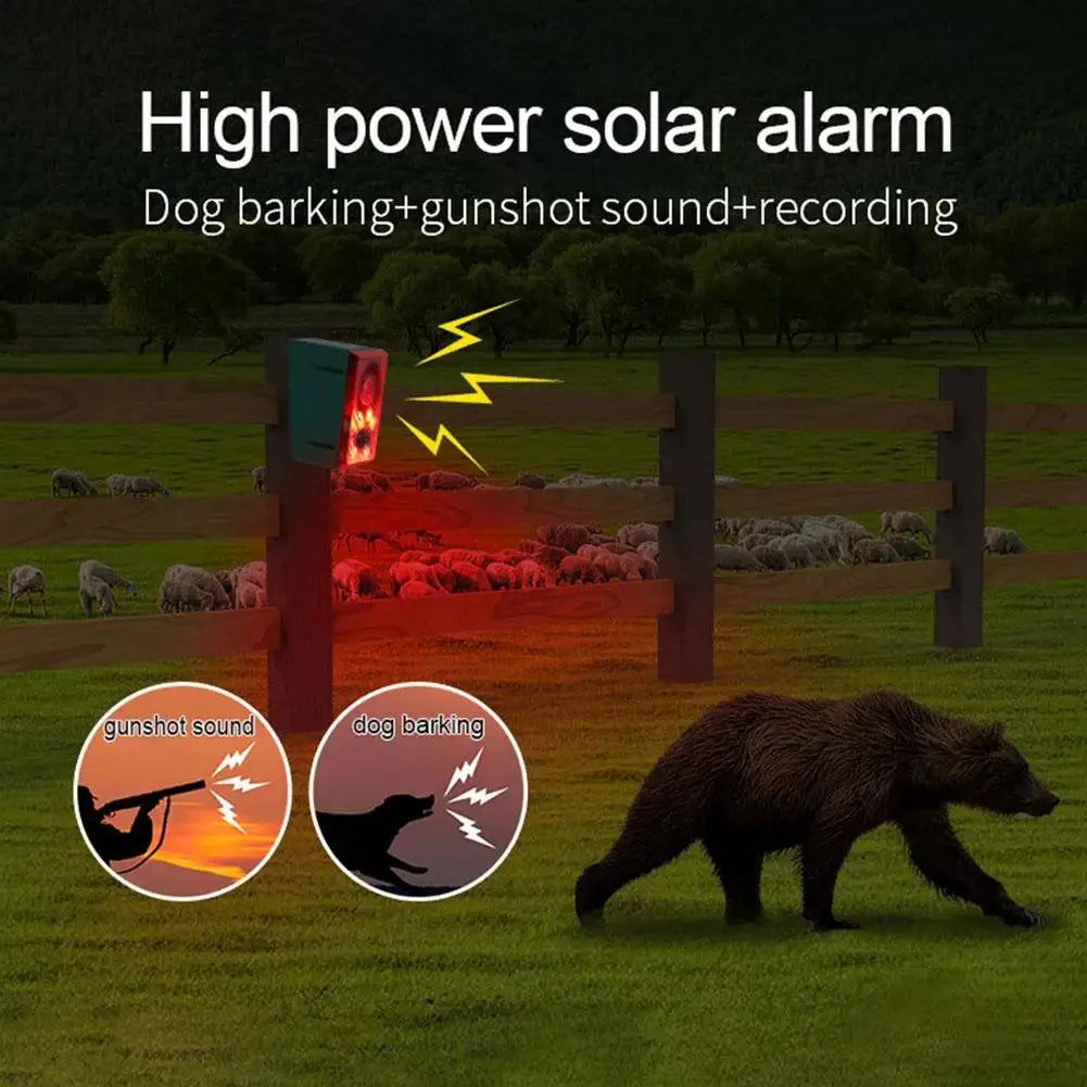 Solar Motion Sensor Animal Repeller – 130dB Alarm & Strobe Solar Security Alarm Oasis Select