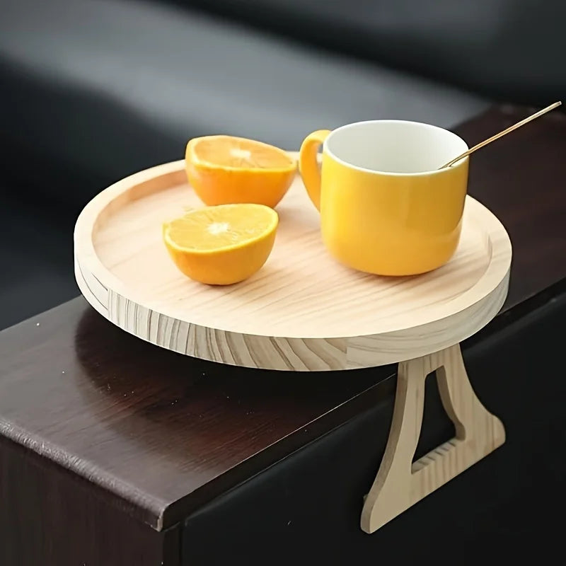 Sofa Tray Table Sofa Armrest Clip-On Tray Natural wooden Sofa Tray Practical TV Snack Tray for Remote Control Coffee Snacks Oasis Select YELLOW