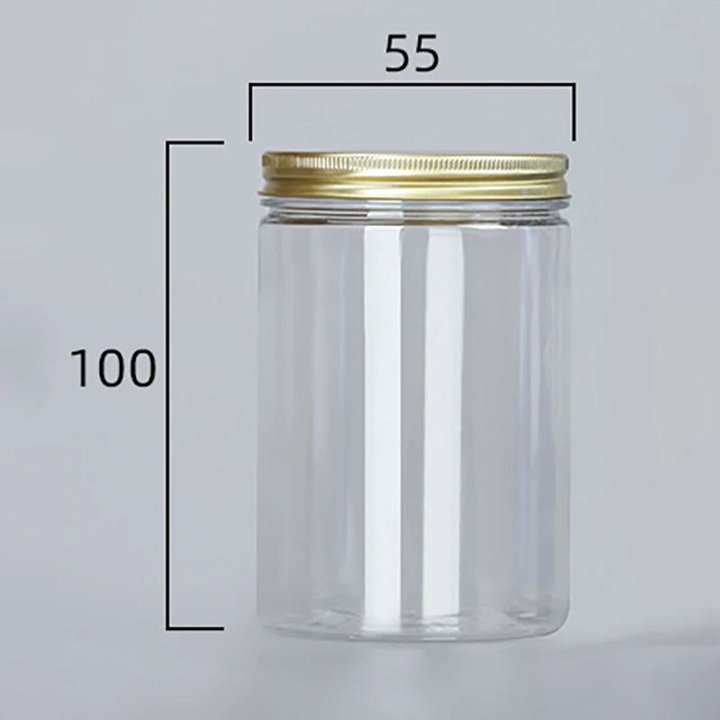 15 Sizes Clear Plastic Jar With Pink Aluminum Lids Empty Face Cream Cosmetic Container Gold Travel Refillable Bottles Box Oasis Select 100x55mm