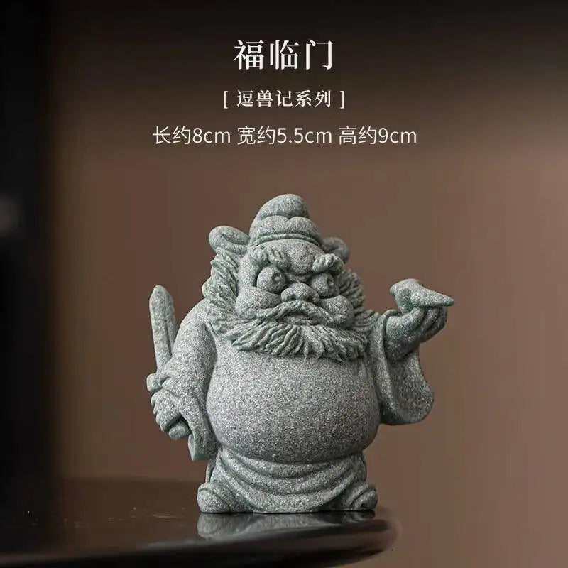 Green Sand Stone Tianshi Zhongkui Tea Pet Ornament Home Indoor Incense Holder Office Desktop Decoration Accessories Oasis Select Fortune in the Gate