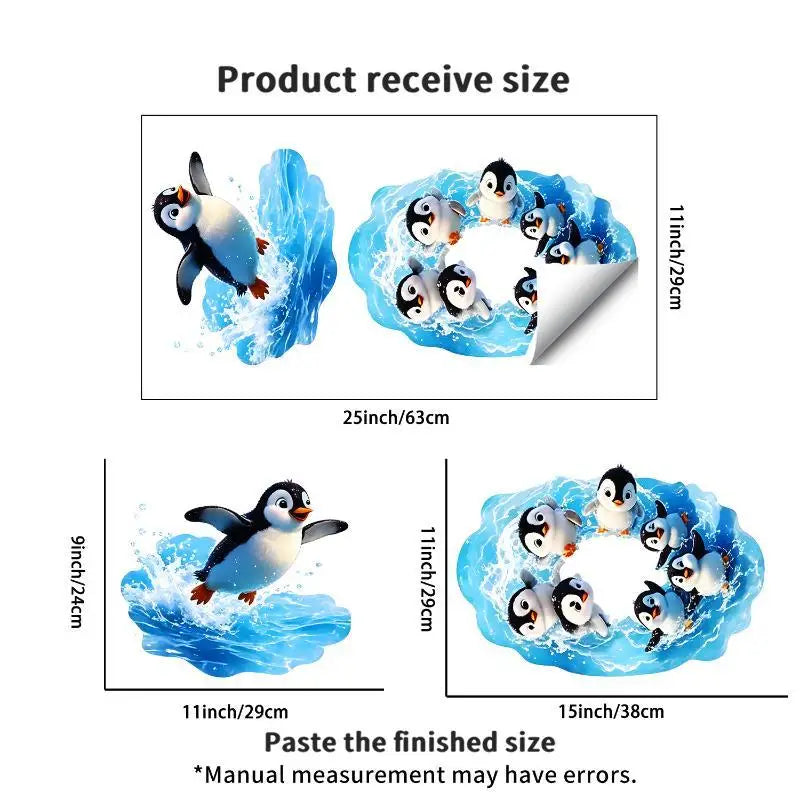 Cute Cartoon Penguin Toilet Stickers Waterproof Self Adhesive Removable Bathroom Wall Decor Decals Oasis Select