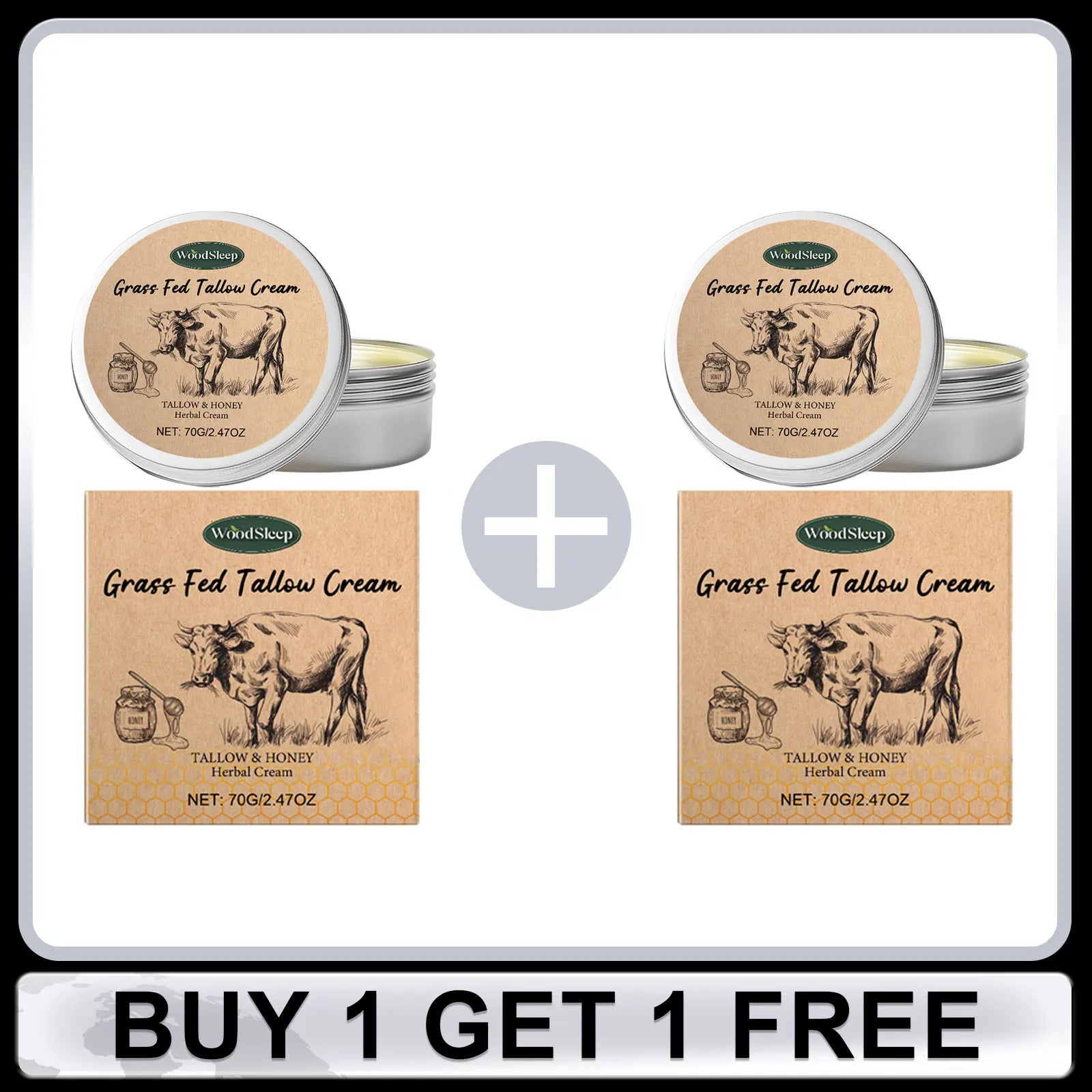 Beef Tallow Cream for Dry Damaged Skin Nourishing Body Balm Reduce Redness Anti Puffiness Firming Lifting Moisturizing Face Care Oasis Select Buy 1 Get 1 Free