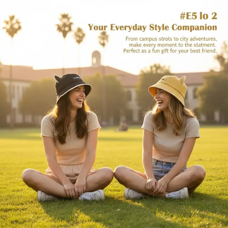 Cat Ear Bucket Hat Women Sunhat uv차단 шляпа женская от солнца Gorros para el sol de mujer Wide Brim Cap Oasis Select