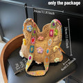 Women's Boho Crochet Bag Designer Flowers Knitted Handbags Large Capacity Summer Beach Woven Shoulder Bag Girls Tote Shopper Bag Oasis Select Khaki