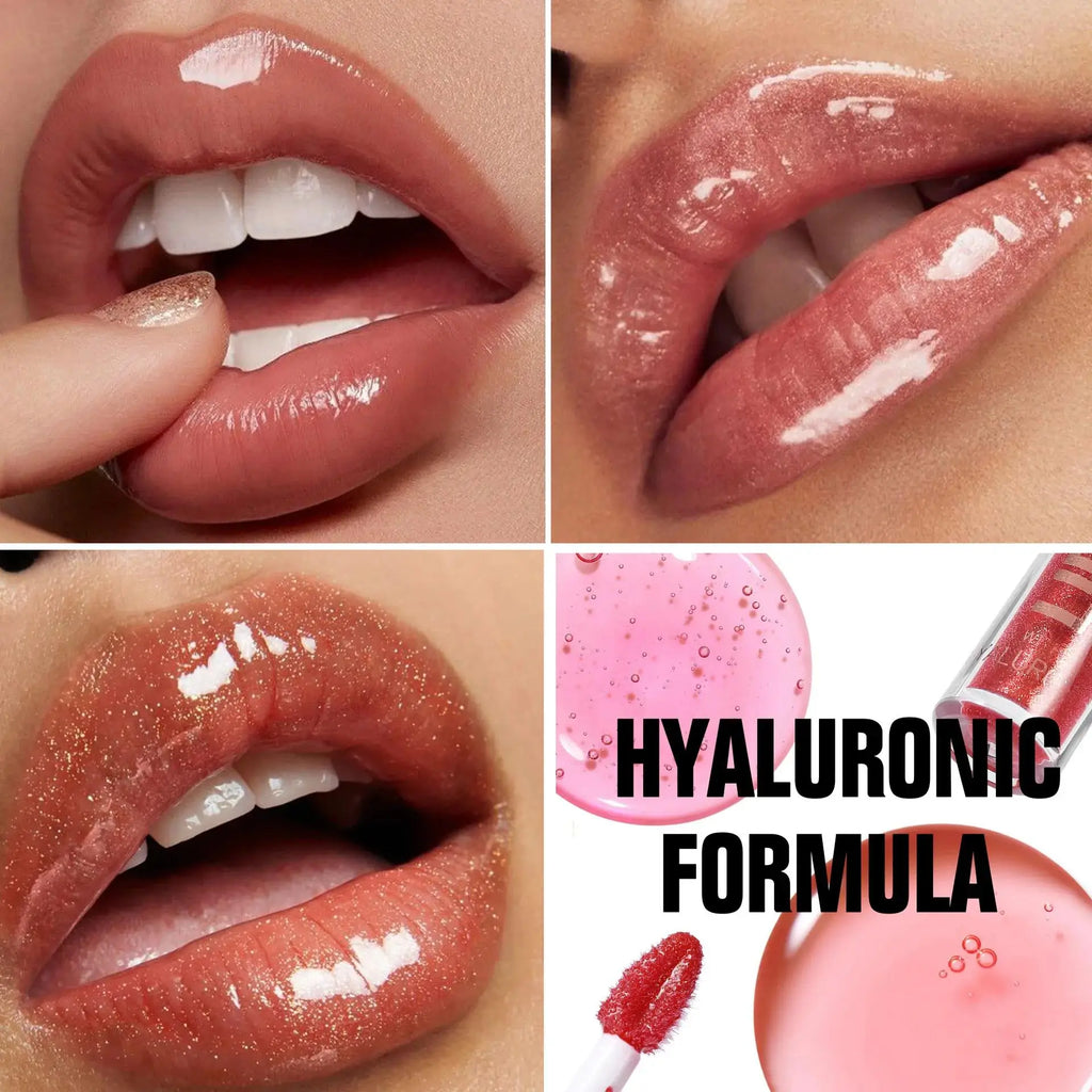 HANDAIYAN 8 Color Mirror Lip Gloss with Hyaluronic Acid Hydrating Moisturizing Pearl Infused Glossy Lipstick for Plump Lips Oasis Select