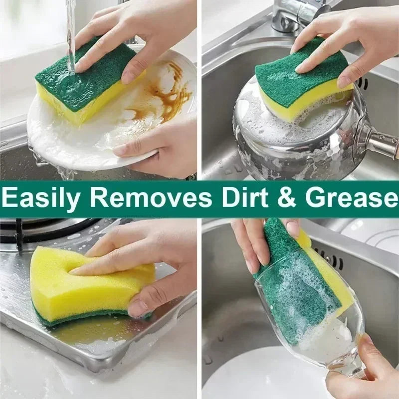 50/1Pcs Kitchen Dishwashing Sponge Soft Absorbent Clean Rub Pot Rust Scouring Pad Removing Kits Household Cleaning Brush Sponge Oasis Select