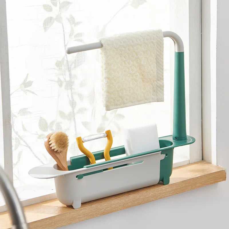Shaking kitchen sink storage rack telescopic drainage rack drainage basket rag finishing rack Oasis Select