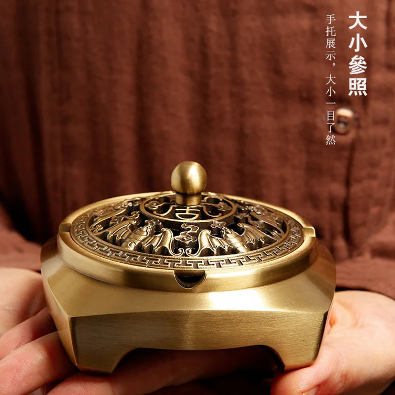 Pure copper pan incense burner household sandalwood incense creative incense insert incense burner decoration Oasis Select