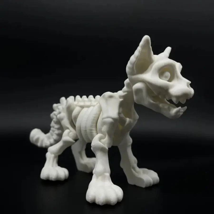 Halloween Gothic Skeleton Cat Figurine, Movable Skull Head Design Spooky Party Home Decor, Creative Collectible Art Ornament Oasis Select