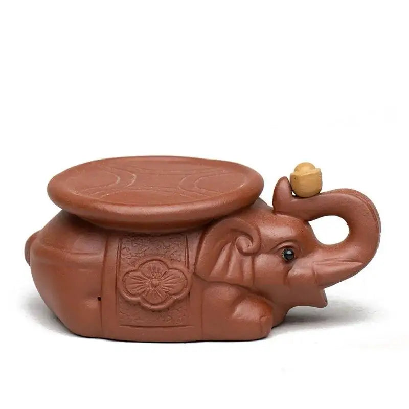 Zisha Tea Pet Elephant Ornament Teapot Lid Holder Handmade Ingot Elephant Sculpture Tea Play Accessories Oasis Select